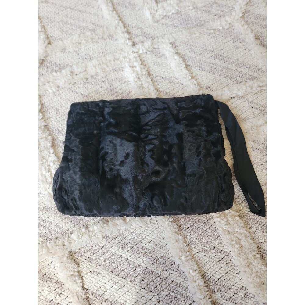 Vintage 1930's? Black Lamb Fur Muff Handwarmer Collectible